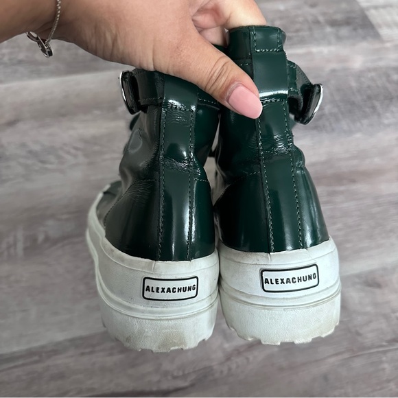 ALEXA CHUNG x Superga Patent Leather High Top Sneakers In Forest Green Size 7.5 - Picture 6 of 14